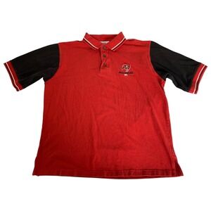 NFL Tampa Bay Buccaneers Polo Men Large Red Black Colorblock Sporty Gameday Y2K